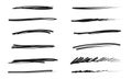 Set of hand drawn lines. Doodle design element with underline, scribble, swashes, swoops. swirl