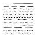 Set of hand drawn lines text labeling elements. Vintage underline elements border. Vector drawing stroke.