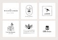 Set of hand drawn minimal logo templates. Food, drink and travel concept. Business branding identity. Isolated symbols