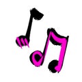 Set of Hand-drawn music notes. Vector illustration on a white background. Royalty Free Stock Photo