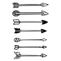 Set of hand drawn native americans arrows. Design element for poster, flyer, card, banner. Royalty Free Stock Photo