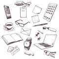 Set of hand drawn objects for business people.