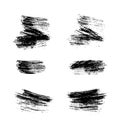 Set of 6 hand drawn pencil stroke scribbles. Grunge textured lines. Vector artistic brushes Royalty Free Stock Photo