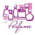 Set of hand drawn perfume bottles Royalty Free Stock Photo