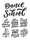 Set with Hand drawn phrases about dance for print, logo and poster design. Lettering quotes and creative concept. Vector Royalty Free Stock Photo