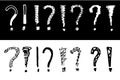 Set of hand drawn punctuation marks. question and exclamation marks doodle on a white and black background, vector illustration.