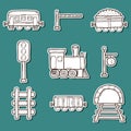 Set of hand drawn railroad stickers: wagons