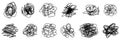 Set of hand drawn random scribble shapes