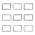 Set hand drawn rectangle frame. Royalty Free Stock Photo