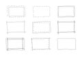 Set of hand drawn rectangle frames. Simple doodle rectangular shapes. Scribble square text box.