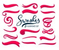 Set of hand drawn red swashes and flourishes isolated on white background. Vector illustration Royalty Free Stock Photo