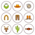 Set of hand drawn rodeo icons