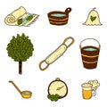 Set of hand drawn sauna icons