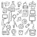 Set of hand-drawn school doodle illustrations Royalty Free Stock Photo