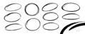 Set of hand-drawn scribble circles and ovals. Vector collection of grunge frames with a rough pencil or charcoal texture. Royalty Free Stock Photo