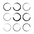 Set of 9 Hand Drawn Scribble Circles, vector logo design elements Royalty Free Stock Photo