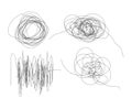 Set of hand drawn scribble line shapes isolated on white