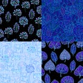 Set of Hand Drawn seamless floral patterns.Stylized Decorative l