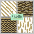 Set of 4 hand drawn seamless trendy patterns with