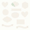 Set of hand drawn shapes in vintage style. Retro hearts, banners, circles and ribbons etc. Royalty Free Stock Photo