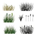 Set of hand drawn silhouette of grass isolated on white background Royalty Free Stock Photo