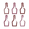 Set of hand-drawn simple empty bottle of rum, collection of symmetric brush drawing bottle icons, hand-painted silhouette