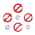 Set of hand-drawn simple vector prohibition icons