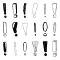 Set of hand drawn Sketch exclamation marks. Vector illustration