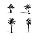 Set of hand drawn sketch palm trees