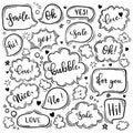 Set of hand drawn sketch Speach bubbles. Vector illustration Royalty Free Stock Photo