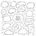 Set of hand drawn sketch Speach bubbles. Vector illustration. Royalty Free Stock Photo