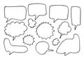 Set of hand drawn sketch Speech bubbles. Royalty Free Stock Photo