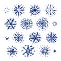 Set of hand drawn snowflakes.Vector illustration.