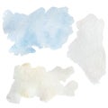 Set of hand drawn soft elegant white pink blue watercolor splash stain, shape, brush stroke for background