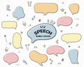 Set hand drawn speech bubbles. empty text box different shapes balloons Royalty Free Stock Photo