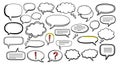 Speech Bubbles Doodles Set, Hand Drawn Thought Bubbles Collection Royalty Free Stock Photo
