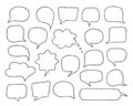 Set of  hand drawn speech bubbles. Vector talk and thought sketch bubbles Royalty Free Stock Photo