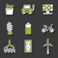 Set of hand drawn stickers on renewable energy Royalty Free Stock Photo