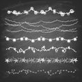 Set of hand-drawn String Holiday on chalkboard.