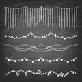 Set of hand-drawn String Holiday on chalkboard.