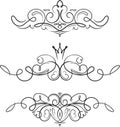 Set of 3 hand drawn style decorative swirls elements, div Royalty Free Stock Photo