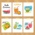 Set of hand drawn summer cards.Label of vacation