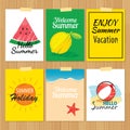 Set of hand drawn summer cards.Label of vacation