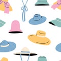 Set of hand drawn summer hats Royalty Free Stock Photo