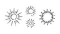 Set of Hand-Drawn Sunbursts for a Rustic and Cheerful Design. vector design Generative AI Royalty Free Stock Photo