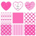 Set of hand-drawn textures heart shapes and