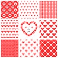 Set of hand-drawn textures heart shapes and romantic pattern.