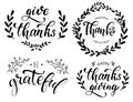 Set of hand drawn Thanksgiving quotes