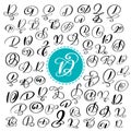 Set of Hand drawn vector calligraphy letter D. Script font. Isolated letters written with ink. Handwritten brush style Royalty Free Stock Photo