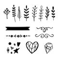 Set of 15 hand drawn vector decorative elements for your design Royalty Free Stock Photo